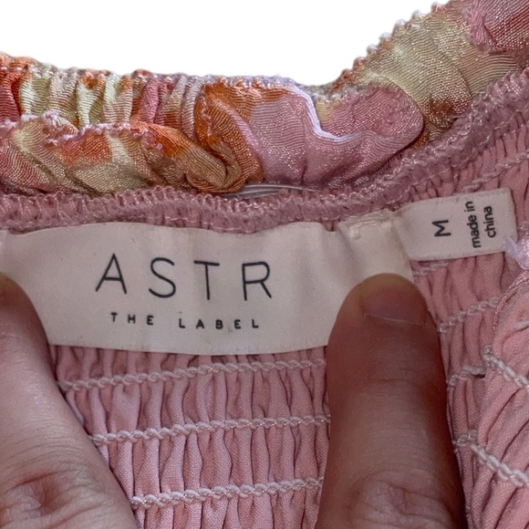 ASTR The Label Riviera Floral Off Shoulder Dress in Pink Papaya - Picture 11 of 12